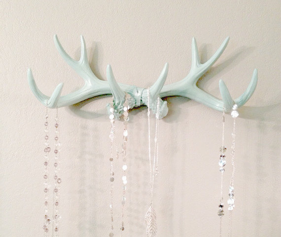   Mint Faux Deer Antler Rack // Jewelry Holder by    LucyHaus   