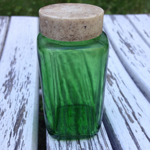   Vintage Green Glass Bottle  
